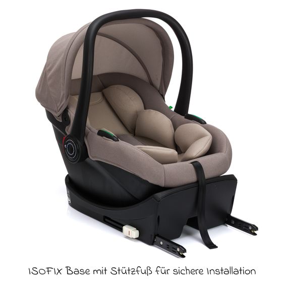Fillikid Set Seggiolino auto per neonati Neo SL dalla nascita fino a 13 kg (40 cm - 87 cm) solo 3,20 kg, riduttore seduta, base Isofix incl. protezione imbottita - Natur