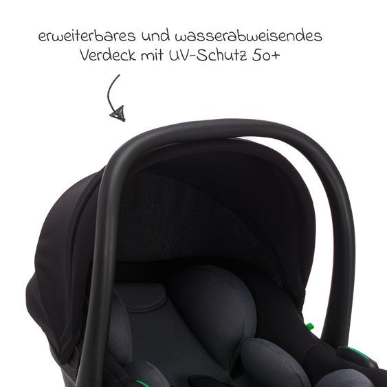 Fillikid Set Seggiolino auto per neonati Neo SL dalla nascita fino a 13 kg (40 cm - 87 cm) solo 3,20 kg, riduttore seduta, base Isofix incl. protezione imbottita - Nero
