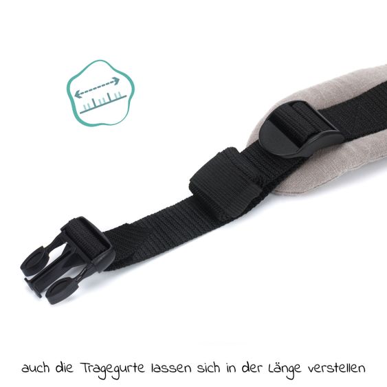 Fillikid Babytrage Natural ab 3,5 -20 kg für Bauch-, Hüft und Rückentrageposition - Grau