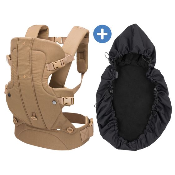 Fillikid Babytrage & Wetterschutz ab 3,5 -15 kg für Bauch- und Rückentrageposition - Beige