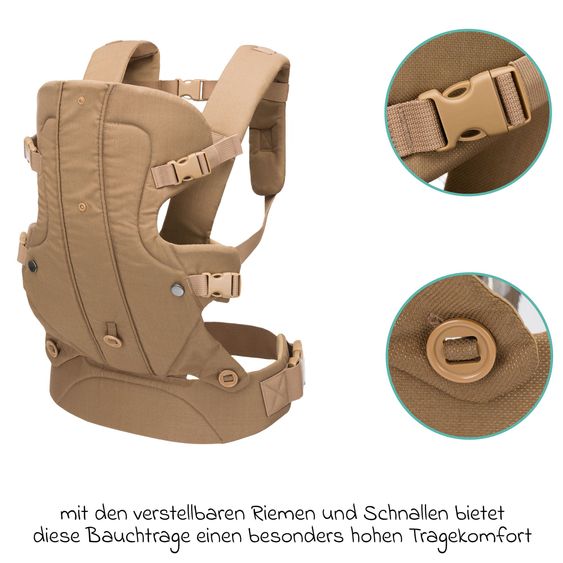Fillikid Babytrage & Wetterschutz ab 3,5 -15 kg für Bauch- und Rückentrageposition - Beige