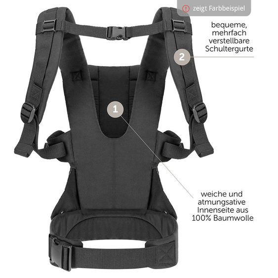 Fillikid Babytrage & Wetterschutz ab 3,5 -15 kg für Bauch- und Rückentrageposition - Grau Melange