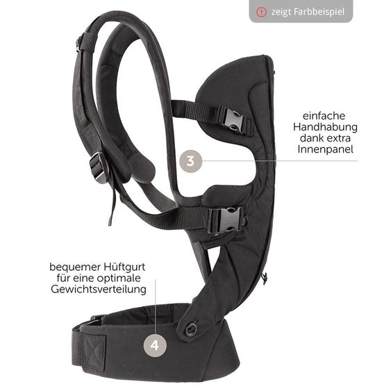 Fillikid Babytrage & Wetterschutz ab 3,5 -15 kg für Bauch- und Rückentrageposition - Grau Melange