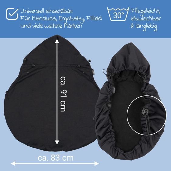 Fillikid Babytrage & Wetterschutz ab 3,5 -15 kg für Bauch- und Rückentrageposition - Pistazie