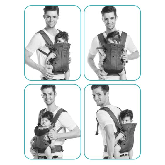 Fillikid Babytrage & Wetterschutz ab 3,5 -15 kg für Bauch- und Rückentrageposition - Pistazie