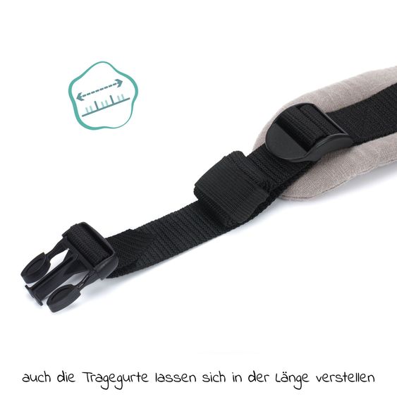 Fillikid Babytrage & Wetterschutz Natural ab 3,5 -20 kg für Bauch-, Hüft und Rückentrageposition - Grau