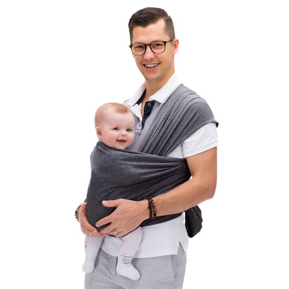 Fillikid Babytragetuch Baby Sling 500 x 55 cm für Neugeborene ab 3,5 kg - 14 kg - Dunkelgrau