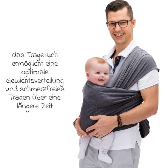 Fillikid Babytragetuch Baby Sling 500 x 55 cm für Neugeborene ab 3,5 kg - 14 kg - Dunkelgrau