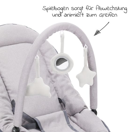 Fillikid Babywippe mit Spielbogen & verstellbare Rückenlehne - Grau