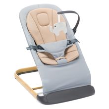 Babywippe Rocker mit 3 verstellbaren Positionen und Spielbügel mit Plüschfigur - Grau Beige