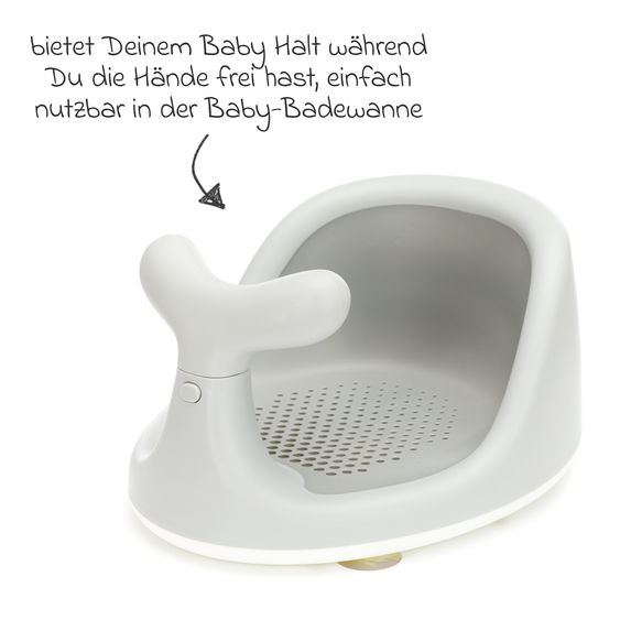 Fillikid Badewannensitz Wal in ergonomischem Design mit rutschfesten Saugnäpfen - Grau