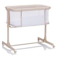 bedside crib Crip Eco 3-fold height adjustable, breathable mesh fabric, with 4 wheels incl. mattress - Grey