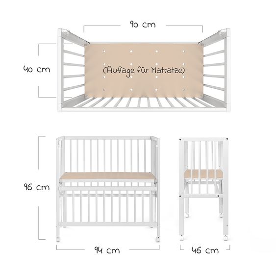 Fillikid Premium Vario 2in1 side bed - (also for box spring beds) - White