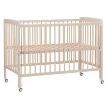 Beistellgitterbett Nena aus massivem Buchenholz mit 4 feststellbaren Rollen 60 x 120 cm - Champagner