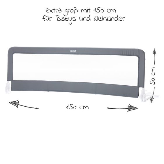 Fillikid Sponda pieghevole per letti standard e a molle 150 x 50 cm - Grigio