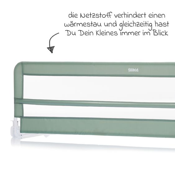 Fillikid Sponda letto Lina XL con meccanismo pieghevole per letti standard e boxspring incl. cinghia di tensione 180 x 50 cm - Mint