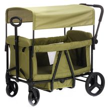 Bollerwagen Oskar für 2 Kinder max. Belastung 80 kg - Grün Schwarz