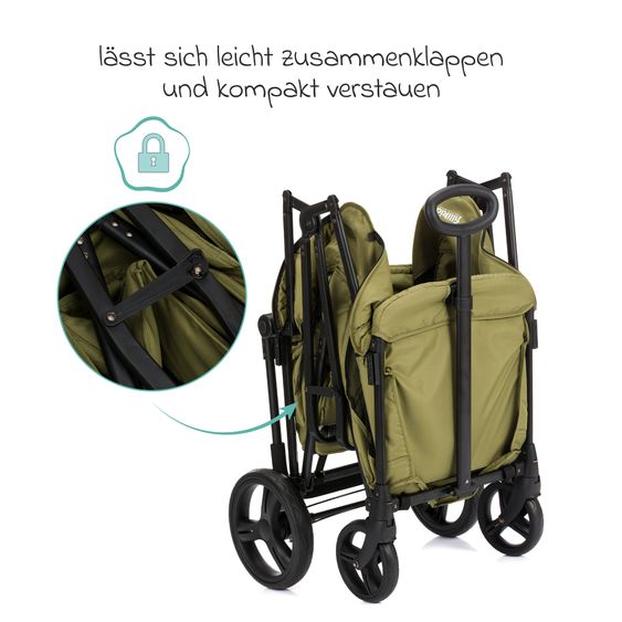 Fillikid Chariot De Transport Oskar Pour 2 Enfants Max. Charge 80 Kg - Vert Noir