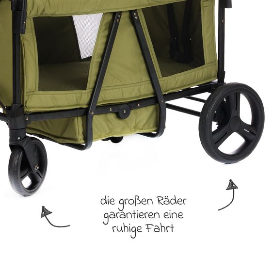 Fillikid Chariot De Transport Oskar Pour 2 Enfants Max. Charge 80 Kg - Vert Noir