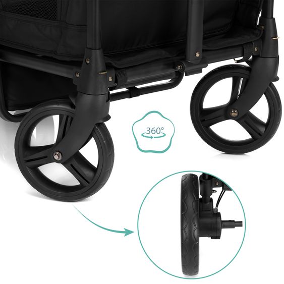 Fillikid Chariot De Transport Oskar Pour 2 Enfants Max. Charge 80 Kg - Noir