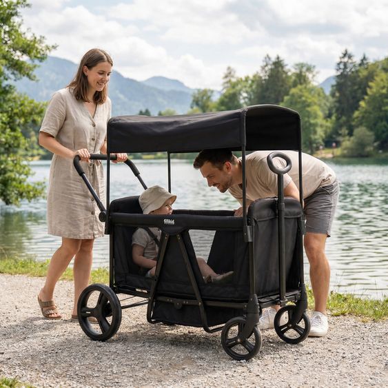 Fillikid Chariot De Transport Oskar Pour 2 Enfants Max. Charge 80 Kg - Noir