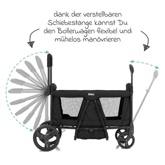Fillikid Chariot De Transport Oskar Pour 2 Enfants Max. Charge 80 Kg - Noir