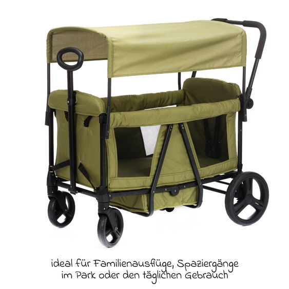 Fillikid Bollerwagen Oskar für 2 Kinder max. Belastung 88 kg - Grün Schwarz