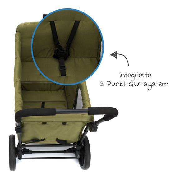 Fillikid Bollerwagen Oskar für 2 Kinder max. Belastung 88 kg - Grün Schwarz