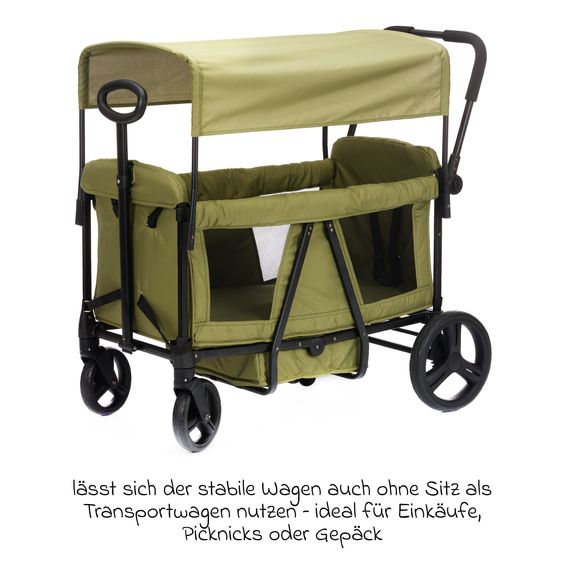 Fillikid Bollerwagen Oskar für 2 Kinder max. Belastung 88 kg - Grün Schwarz