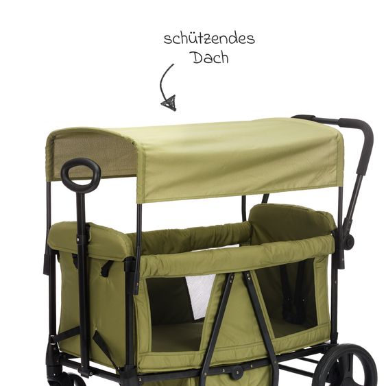 Fillikid Bollerwagen Oskar für 2 Kinder max. Belastung 88 kg - Grün Schwarz