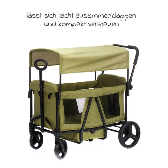 Fillikid Bollerwagen Oskar für 2 Kinder max. Belastung 88 kg - Grün Schwarz
