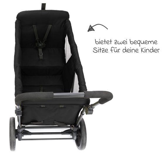Fillikid Bollerwagen Oskar für 2 Kinder max. Belastung 88 kg - Schwarz