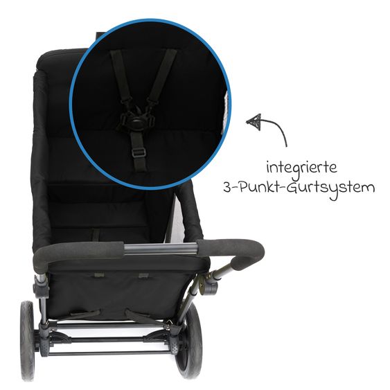 Fillikid Bollerwagen Oskar für 2 Kinder max. Belastung 88 kg - Schwarz