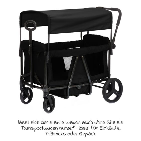 Fillikid Bollerwagen Oskar für 2 Kinder max. Belastung 88 kg - Schwarz