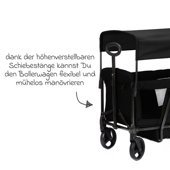 Fillikid Bollerwagen Oskar für 2 Kinder max. Belastung 88 kg - Schwarz