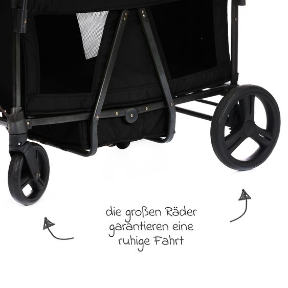 Fillikid Bollerwagen Oskar für 2 Kinder max. Belastung 88 kg - Schwarz