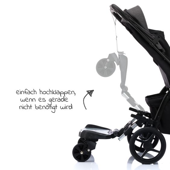 Fillikid Buggy Board Filliboard Wide Set extra breites Mitfahrbrett mit Zusatzsitz für alle gängigen Buggys und Kinderwagen - Schwarz Grau