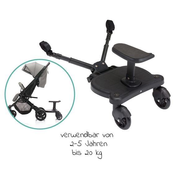 Fillikid Buggy Board Mitfahrbrett Basic mit Sitz für alle gängigen Kinderwagen - Schwarz