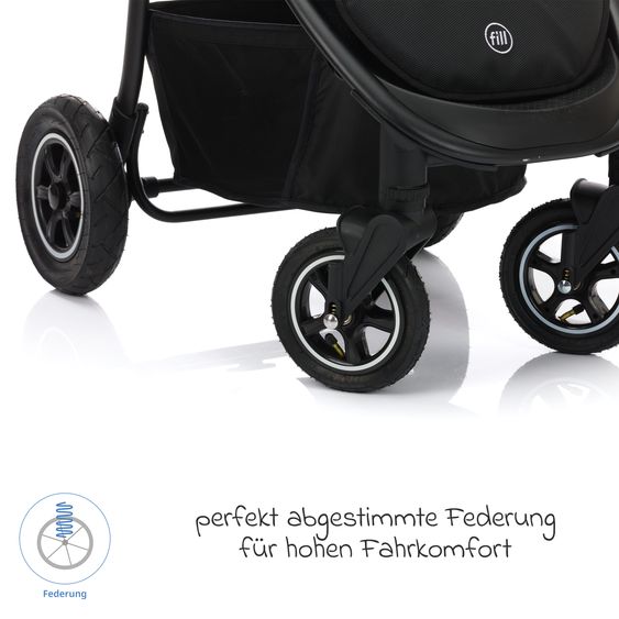 Fillikid Buggy & Sportwagen Adventure Air bis 22 kg belastbar mit Lufträder, Knickschieber, Liegeposition & Getränkehalter - Braun