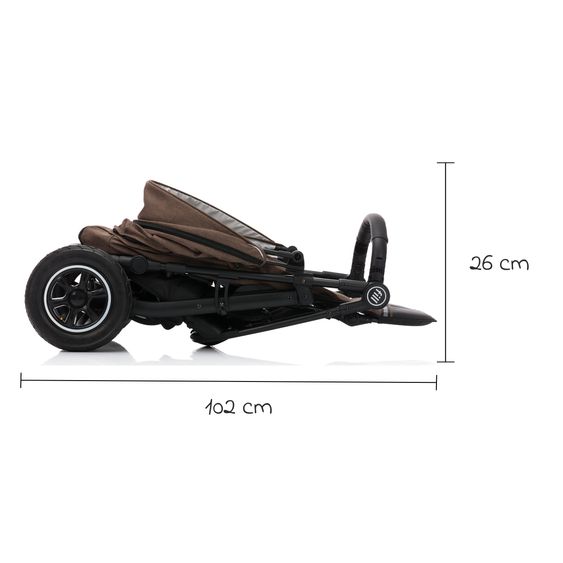 Fillikid Buggy & Sportwagen Adventure Air bis 22 kg belastbar mit Lufträder, Knickschieber, Liegeposition & Getränkehalter - Braun