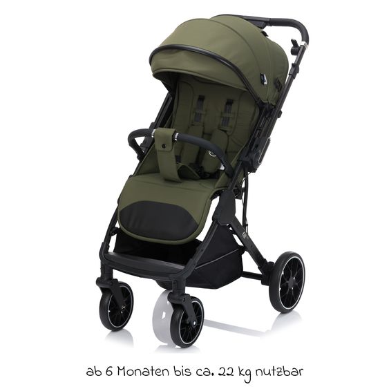 Fillikid Buggy & Sportwagen Axis bis 22 kg mit Schwenkschieber & Feststellbremse am Griff inkl. Schutzpaket - Olive