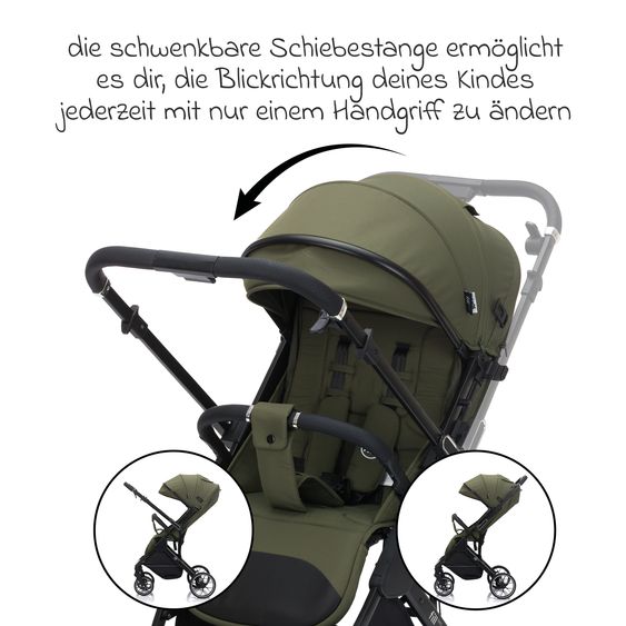 Fillikid Buggy & Sportwagen Axis bis 22 kg mit Schwenkschieber & Feststellbremse am Griff inkl. Schutzpaket - Olive