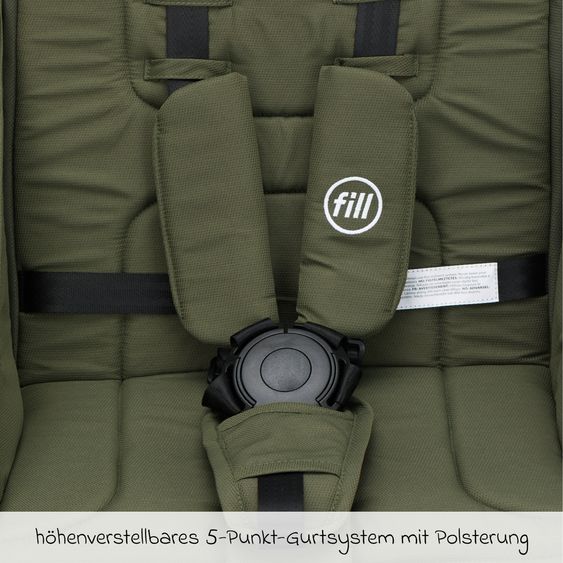 Fillikid Buggy & Sportwagen Axis bis 22 kg mit Schwenkschieber & Feststellbremse am Griff inkl. Schutzpaket - Olive