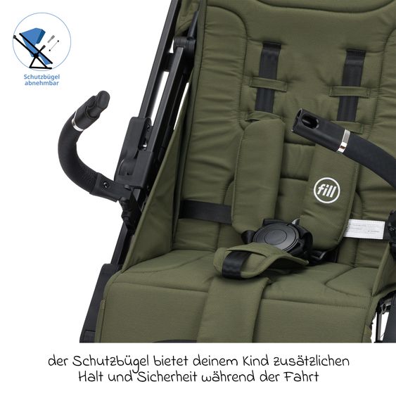 Fillikid Buggy & Sportwagen Axis bis 22 kg mit Schwenkschieber & Feststellbremse am Griff inkl. Schutzpaket - Olive