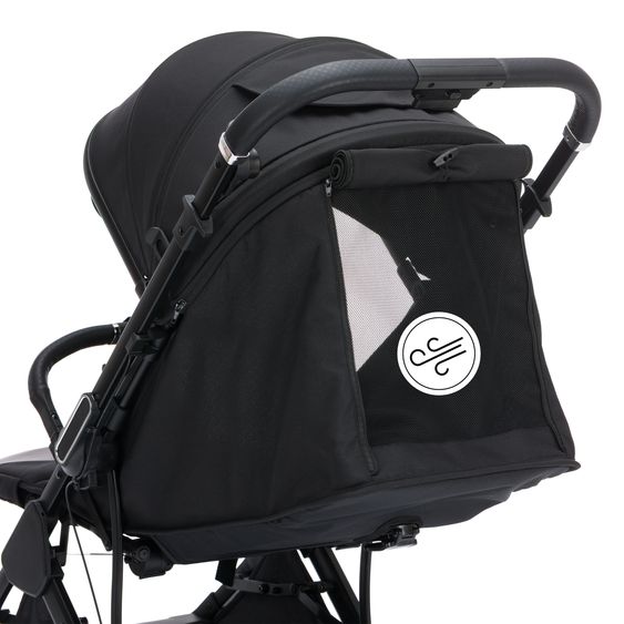 Fillikid Passeggino Leggero & Sportivo Axis bis 22 kg con cursore girevole & freno di stazionamento alla maniglia incl. pacchetto protezione - Nero