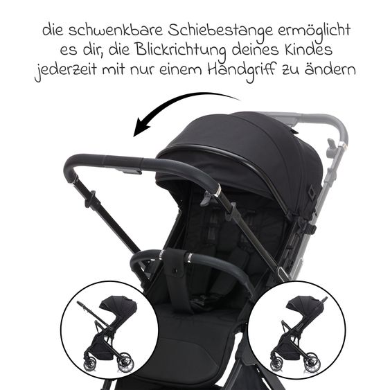Fillikid Passeggino Leggero & Sportivo Axis bis 22 kg con cursore girevole & freno di stazionamento alla maniglia incl. pacchetto protezione - Nero