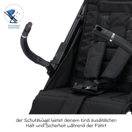 Fillikid Passeggino Leggero & Sportivo Axis bis 22 kg con cursore girevole & freno di stazionamento alla maniglia incl. pacchetto protezione - Nero