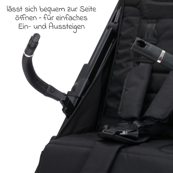 Fillikid Passeggino Leggero & Sportivo Axis bis 22 kg con cursore girevole & freno di stazionamento alla maniglia incl. pacchetto protezione - Nero