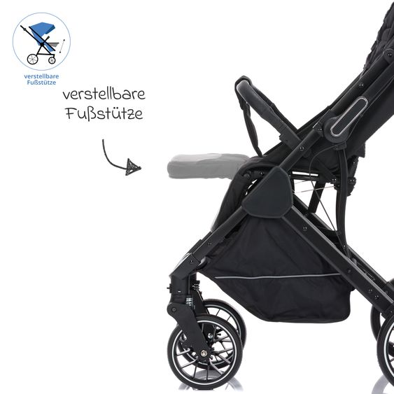 Fillikid Passeggino Leggero & Sportivo Axis bis 22 kg con cursore girevole & freno di stazionamento alla maniglia incl. pacchetto protezione - Nero