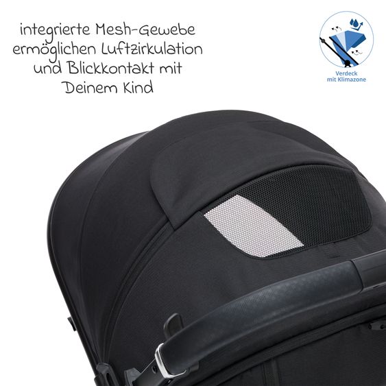 Fillikid Passeggino Leggero & Sportivo Axis bis 22 kg con cursore girevole & freno di stazionamento alla maniglia incl. pacchetto protezione - Nero